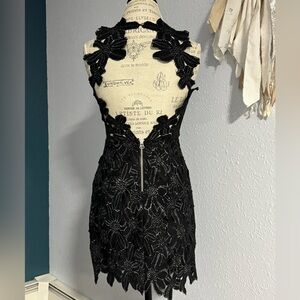 SAYLOR with Free People Black Lace Floral Dress